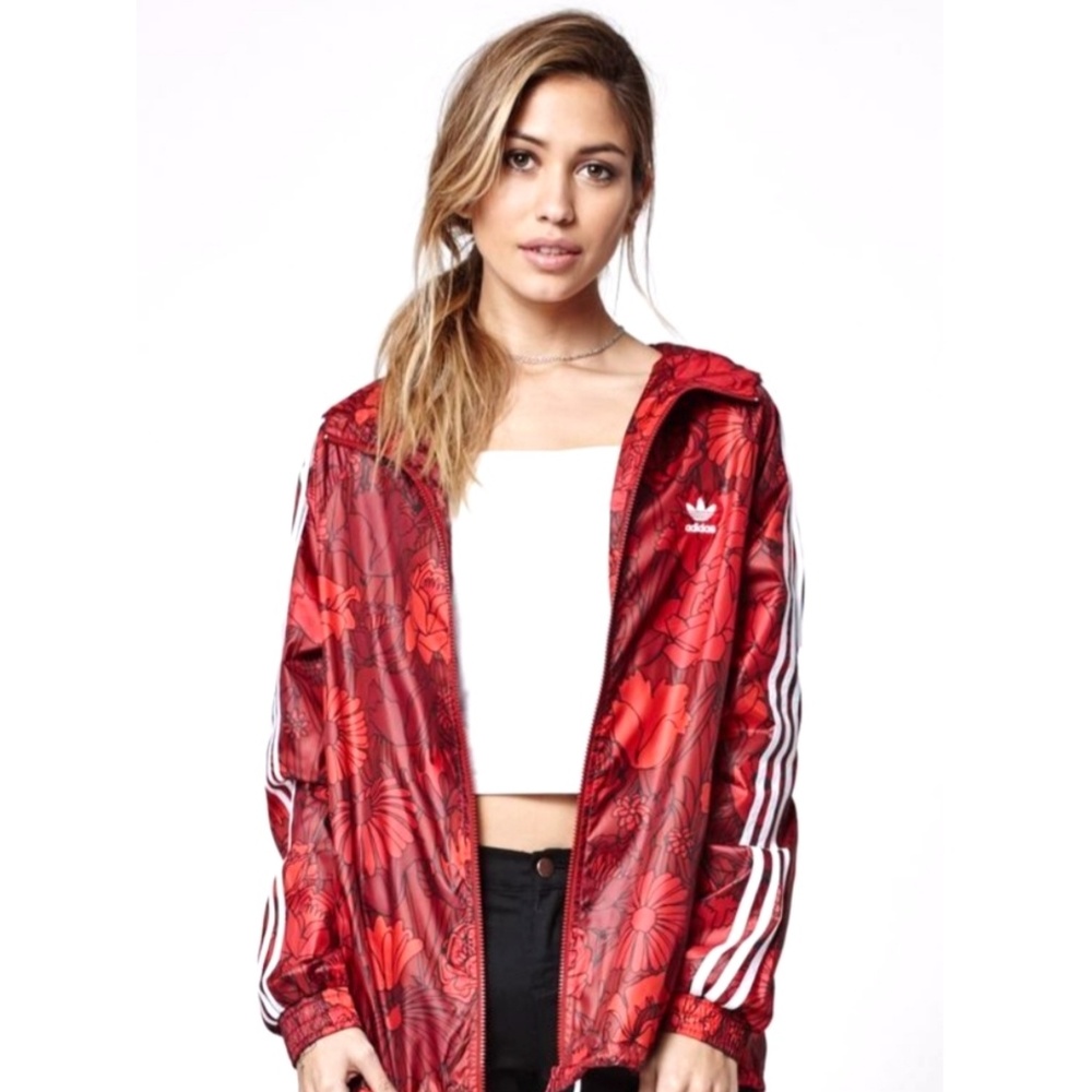 Rare❤Floral Adidas Windbreaker Jacket M
